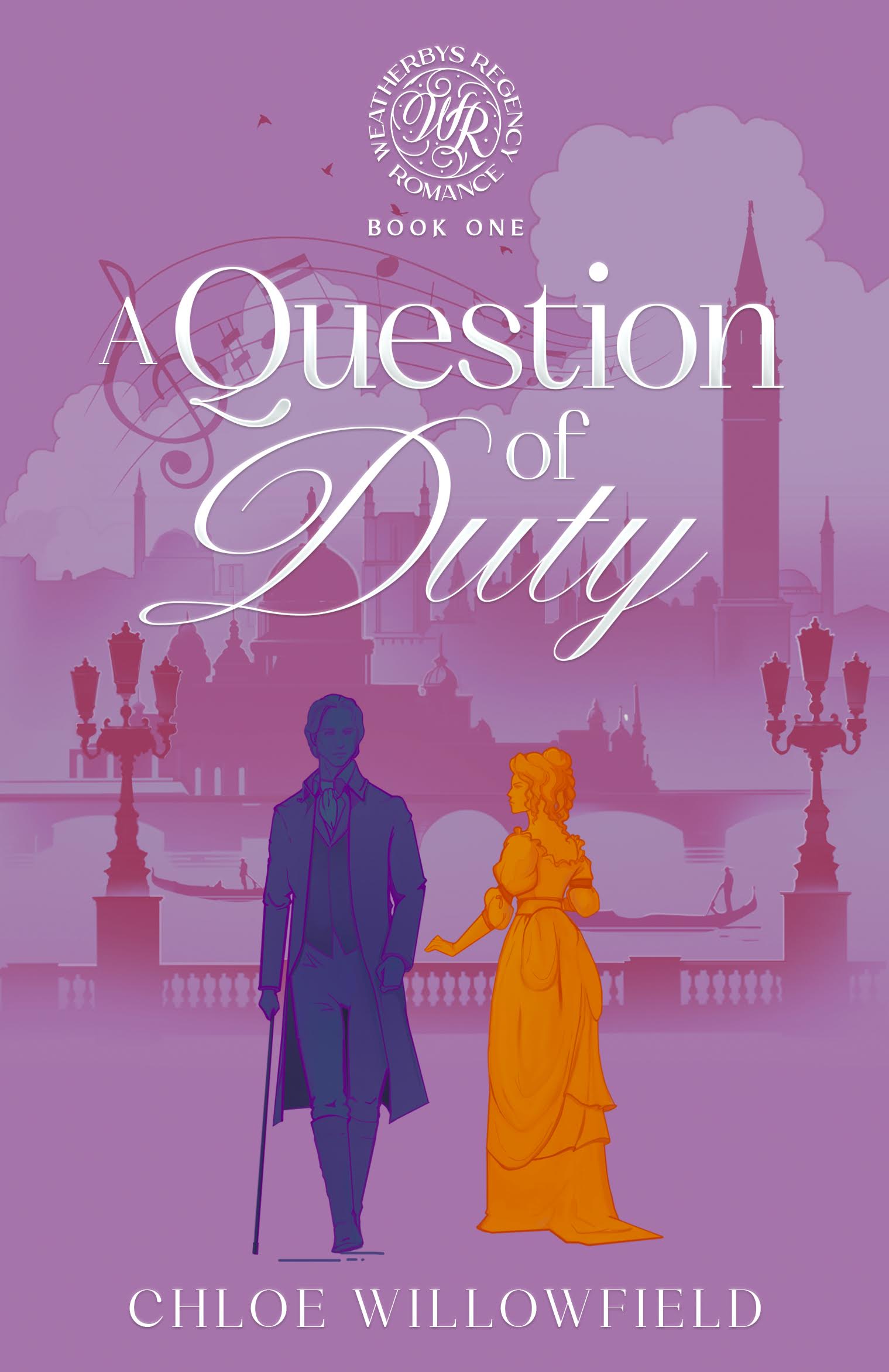 Cover of 'A Question of Duty' featuring historical romance elements and two protagonists.