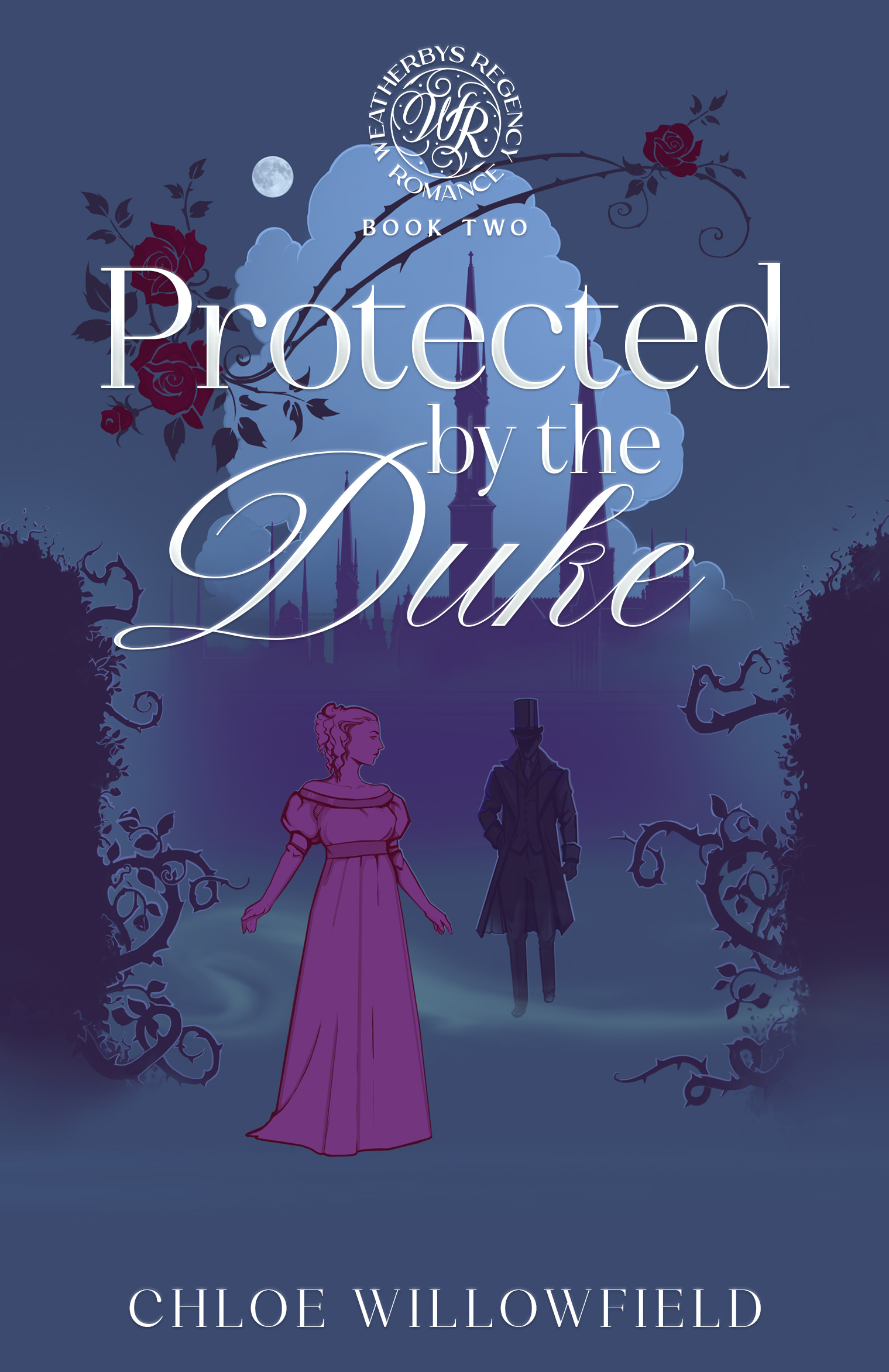 Cover of 'Protected by the Duke' featuring historical romance elements and two protagonists.